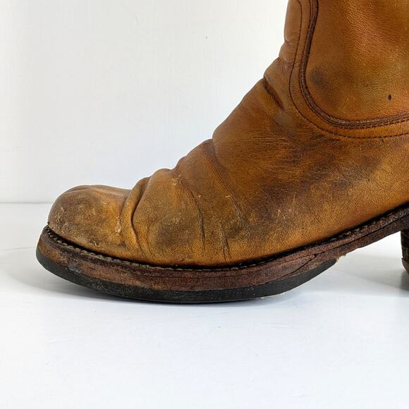 Vtg Frye Campus Black Label 70s Tall Leather Boots 8.5 B Knee High - Picture 14 of 16